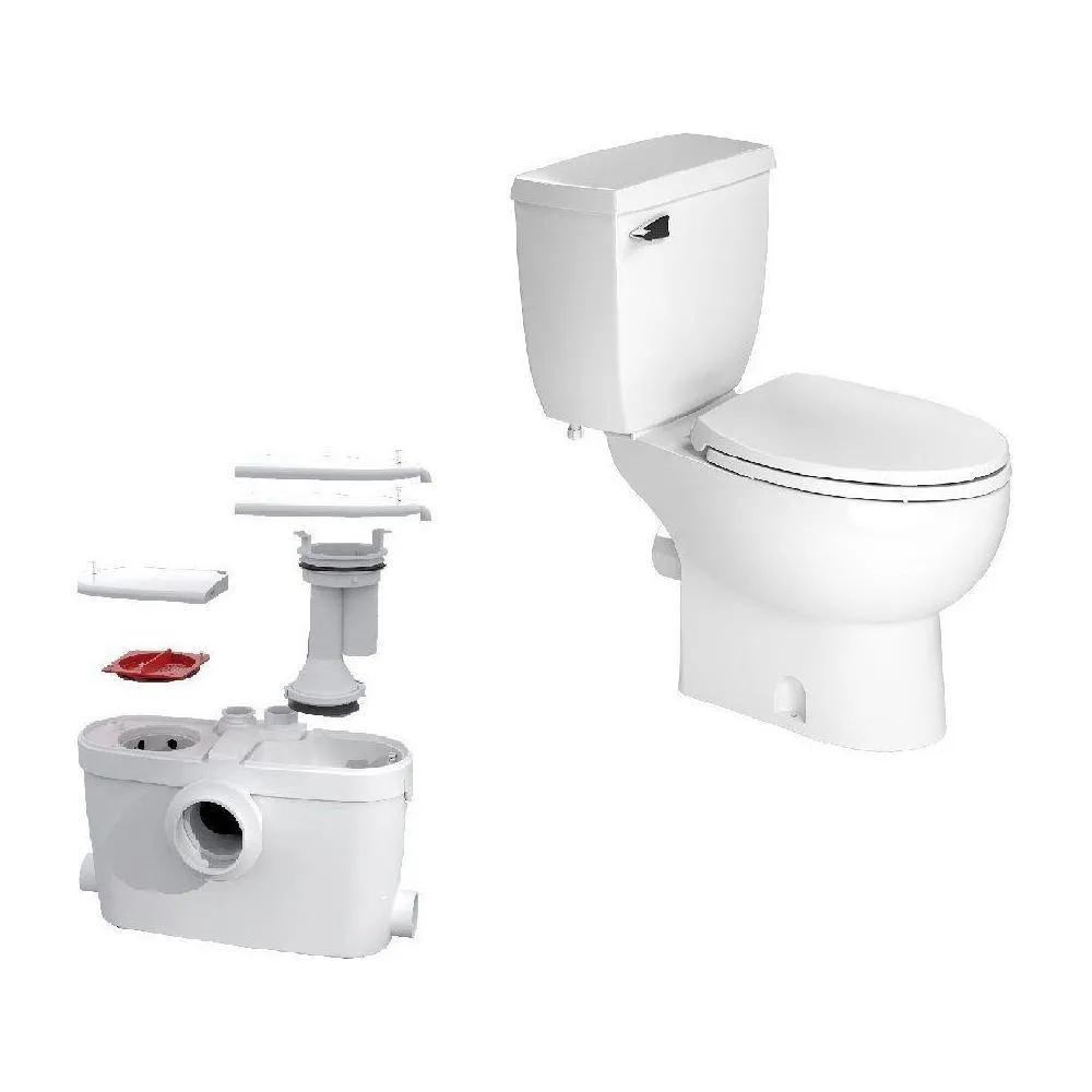Saniflo SaniAccess3 2-Piece 1.280 GPF Single Flush Round Toilet with.5 HP Macerating Pump in White, photo 10 of 10