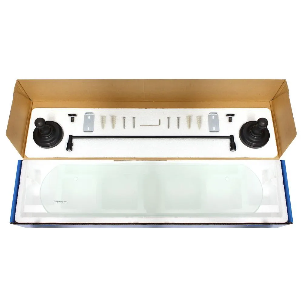 MODONA Viola 20 in. Frosted Glass Shelf with Rail in Rubbed Bronze, photo 5 of 8