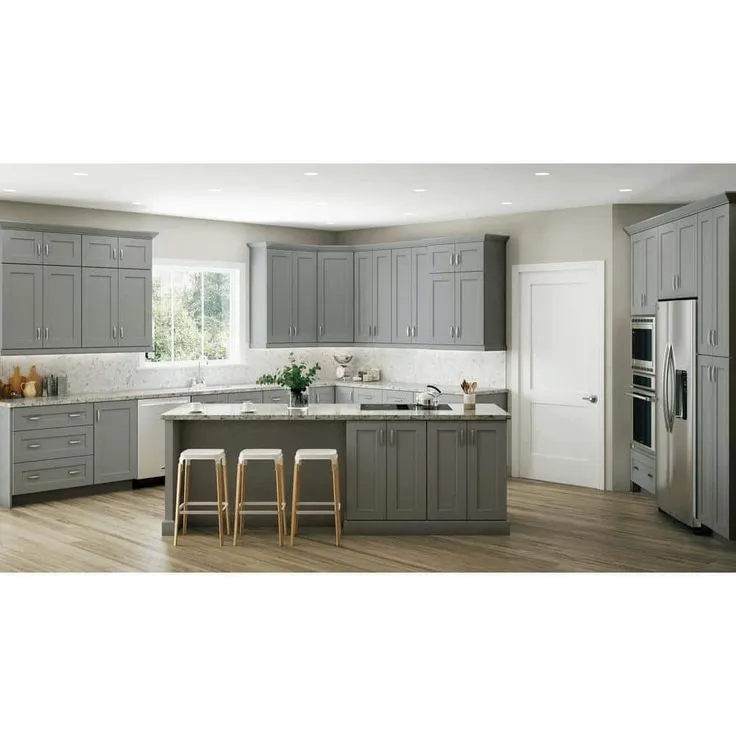 Home Decorators Collection Washington Veiled Gray Plywood Shaker Assembled Utility Pantry Kitchen Cabinet Soft Close 24 in W x 24 in D x 90 in H, photo 2 of 6