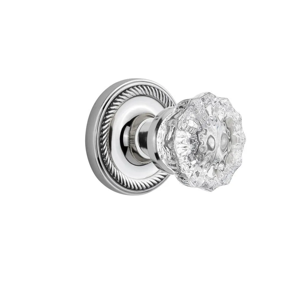 Rope Rosette 2-3/8 in. Backset Antique Brass Privacy Bed/Bath Crystal Glass Door Knob, photo 19 of 19