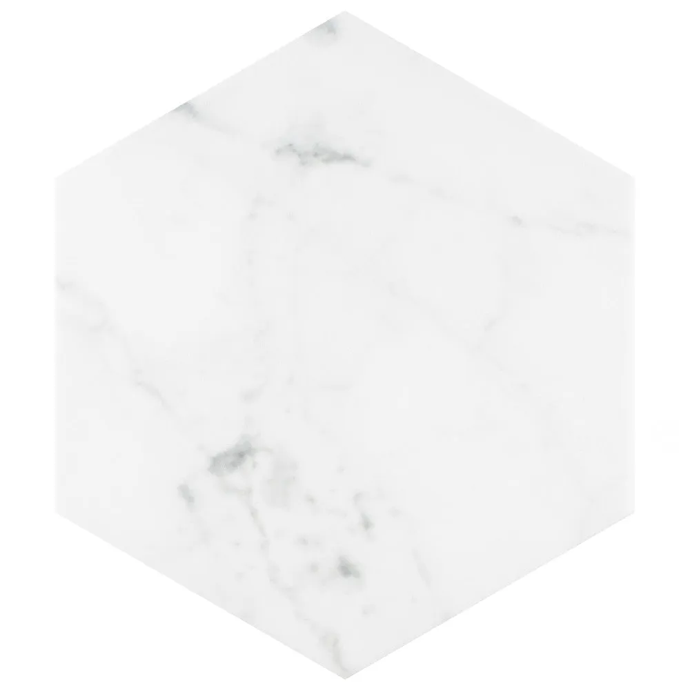 Merola Tile Classico Carrara Hexagon 7 in. x 8 in. Porcelain Floor and Wall Tile (7.67 sq. ft. / case), photo 7 of 8