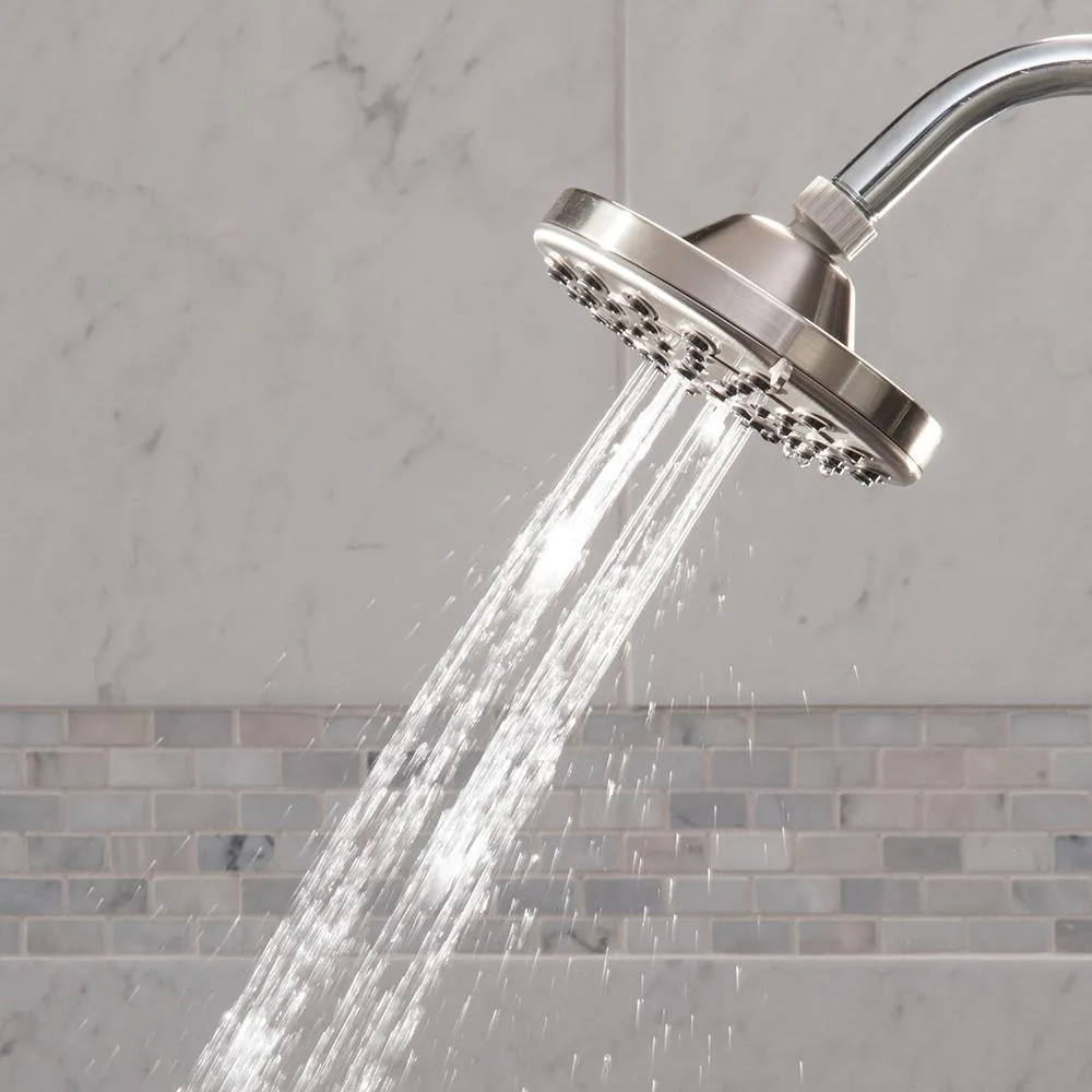 6-Spray 6 in. Single Wall Mount Low Flow Fixed Rain Shower Head in Brushed Nickel, photo 7 of 9