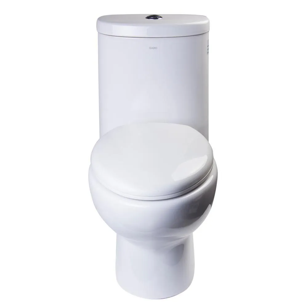 EAGO 1-Piece 1.1/1.6 GPF Dual Flush Elongated Toilet in White, photo 3 of 7