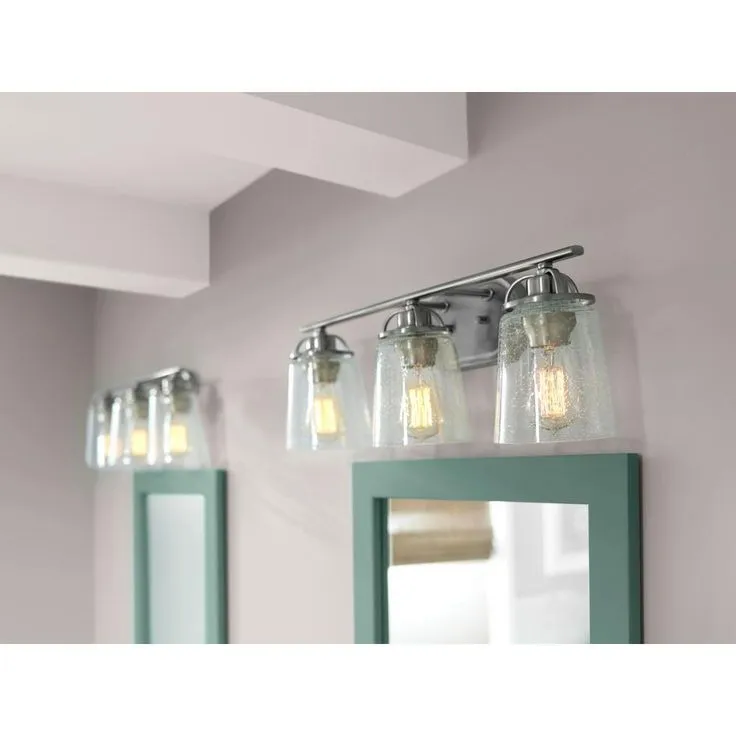 Inspiration 23.19 in. 3-Light Brushed Nickel Bathroom Vanity Light with Glass Shades, photo 4 of 10
