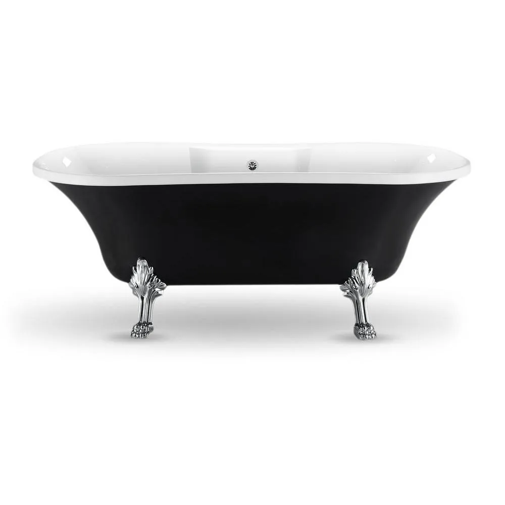 Streamline 68 in. Acrylic Fiberglass Clawfoot Non-Whirlpool Bathtub in Black, photo 2 of 8
