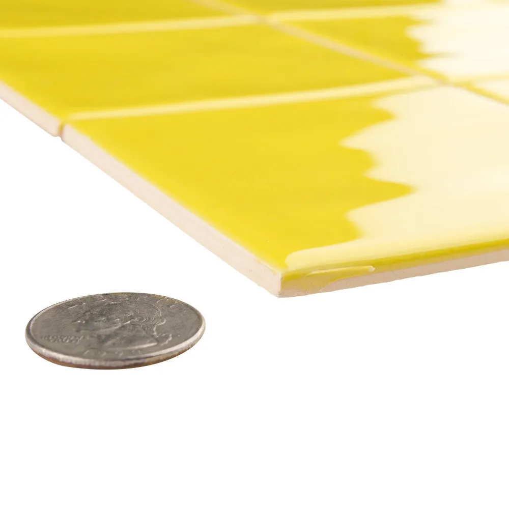 Merola Tile Twist Square Yellow Lemon 11-3/4 in. x 11-3/4 in. Ceramic Mosaic (9.79 sq. ft. / Case), photo 2 of 8