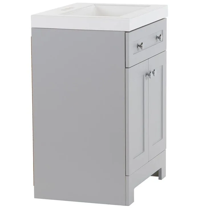 Everdean 24.5 in. W x 19 in. D x 34 in. H Vanity in Pearl Gray with Cultured Marble Vanity Top in White with White Sink, photo 7 of 10