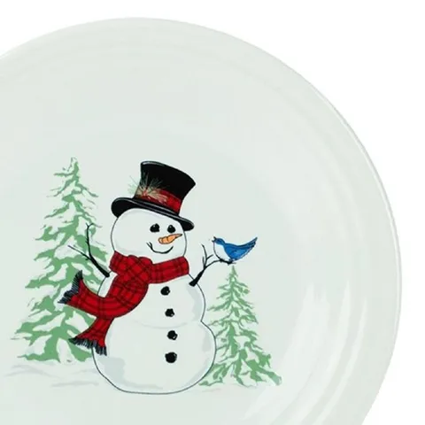 White Snowman Luncheon Plate