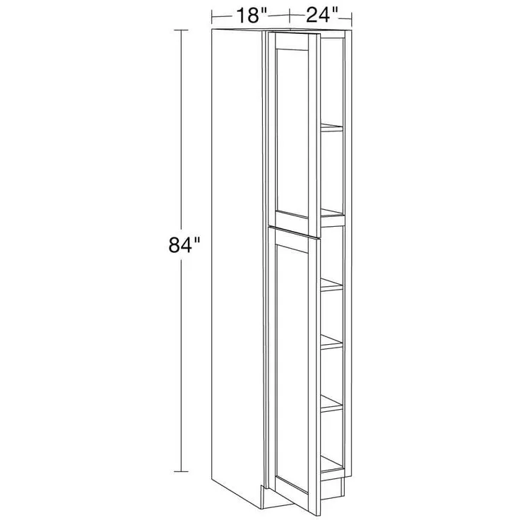Home Decorators Collection Washington Veiled Gray Plywood Shaker Assembled Utility Pantry Kitchen Cabinet Soft Close 18 in W x 24 in D x 84 in H, photo 6 of 7