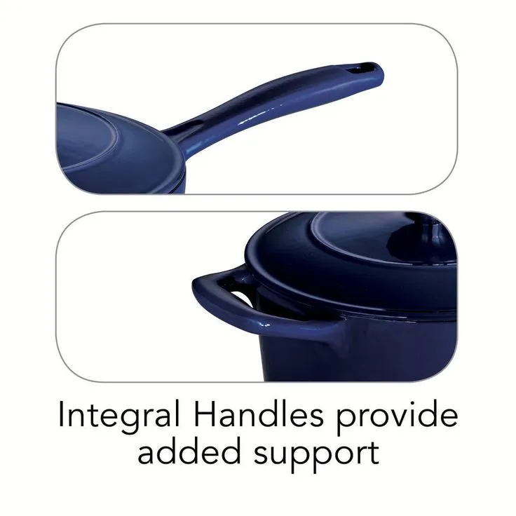 Tramontina Gourmet 2.5 qt. Porcelain-Enameled Cast Iron Sauce Pan in Gradated Cobalt with Lid, photo 6 of 7