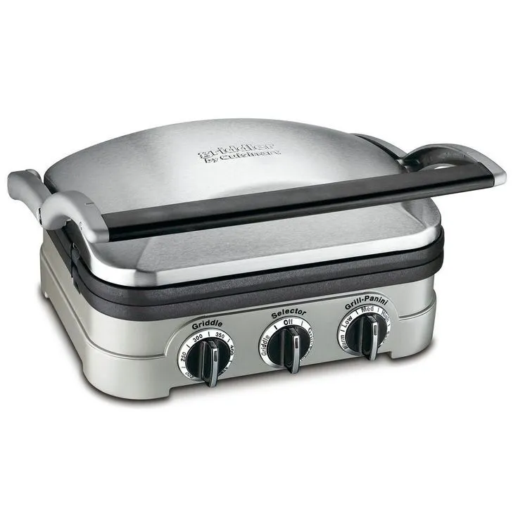 Griddler 102 sq. in. Brushed Stainless Steel Indoor Grill with Removable Cooking Plates, photo 2 of 3