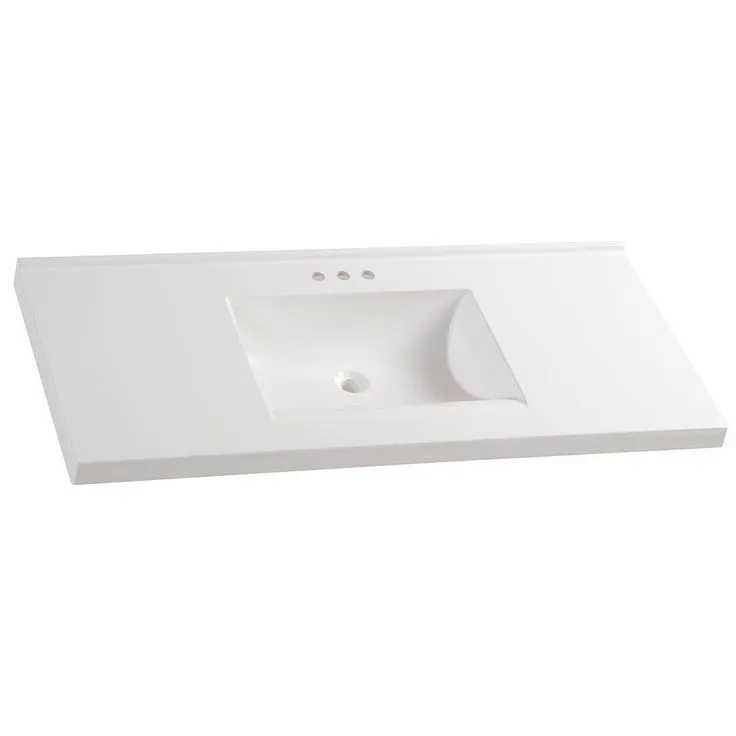 37 in. W x 22 in. D Cultured Marble Vanity Top in White with White Sink, photo 5 of 10