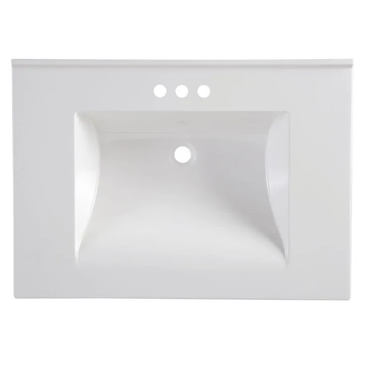 31 in. W x 22 in. D Cultured Marble Vanity Top in White with White Sink, photo 3 of 8