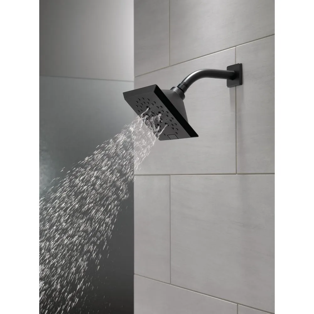 Pivotal 5-Spray 5.8 in. Single Wall Mount Fixed Rain H2Okinetic Shower Head in Matte Black, photo 8 of 18