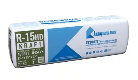 Ecobatt R-15 HD Kraft Faced Fiberglass Insulation Batts 3.5 × 15 × 93 in 77.5 SF