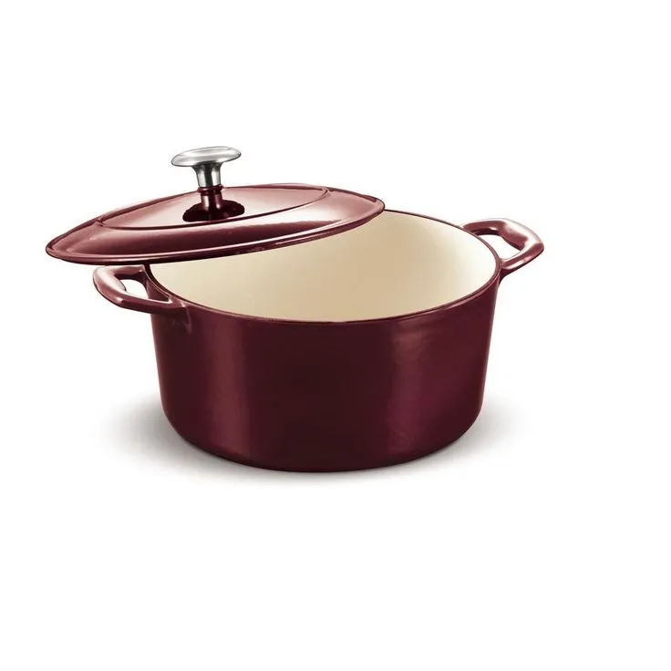 Gourmet 5.5 qt. Round Porcelain-Enameled Cast Iron Dutch Oven in Majolica Red with Lid, photo 8 of 11