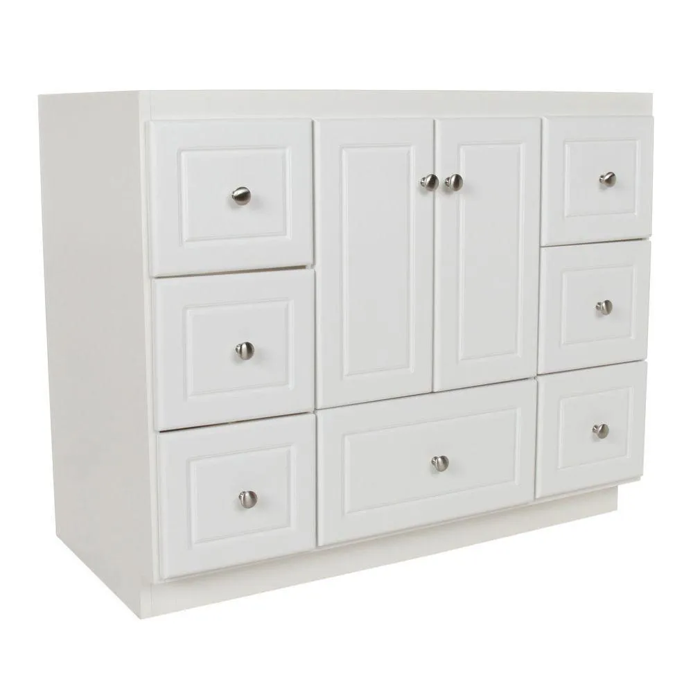 Ultraline 60 in. W x 21 in. D x 34.5 in. H Vanity for Center Basin Cabinet Only in Satin White, photo 24 of 42