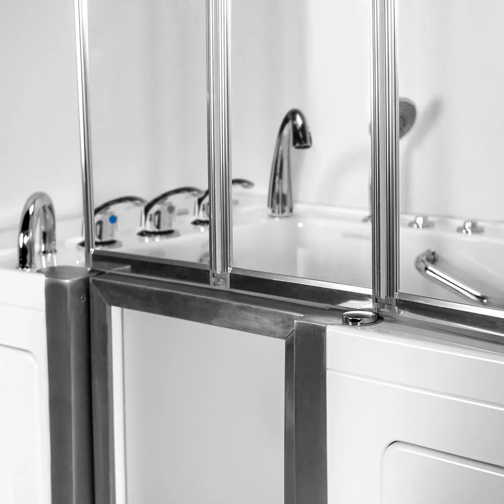 Ella Elite 52 in. Walk-In Whirlpool and Air Bath Bathtub, White, Left Door with Fast Fill Faucet, Dual Drain & Shower Screen, photo 11 of 16