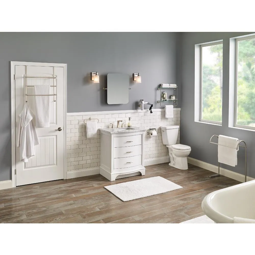 Delta 20 in. W Double Glass Shelf with Towel Bar in Brushed Nickel, photo 5 of 11