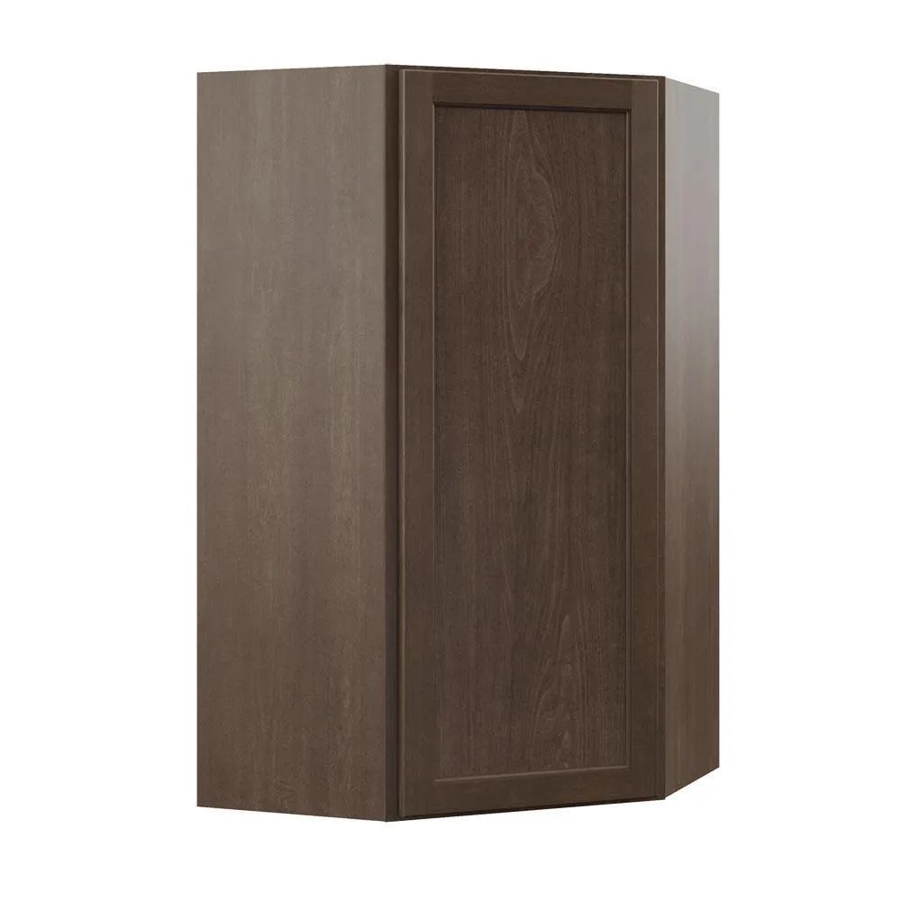 Shaker Assembled 24x30x12 in. Diagonal Corner Wall Kitchen Cabinet in Satin White, photo 16 of 25
