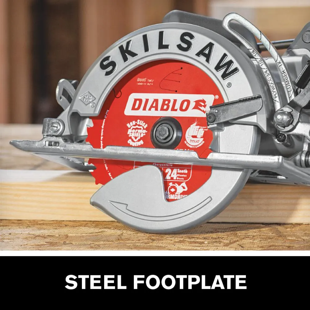 SKILSAW 15 Amp Corded Electric 7-1/4 in. Aluminum Worm Drive Circular Saw with 24-Tooth Carbide Tipped Diablo Blade, photo 4 of 11