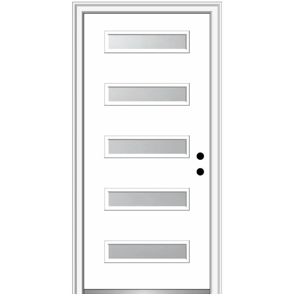 MMI Door 36 in. x 80 in. Davina Right-Hand Inswing 5-Lite Frosted Glass Painted Steel Prehung Front Door on 4-9/16 in. Frame, photo 19 of 42