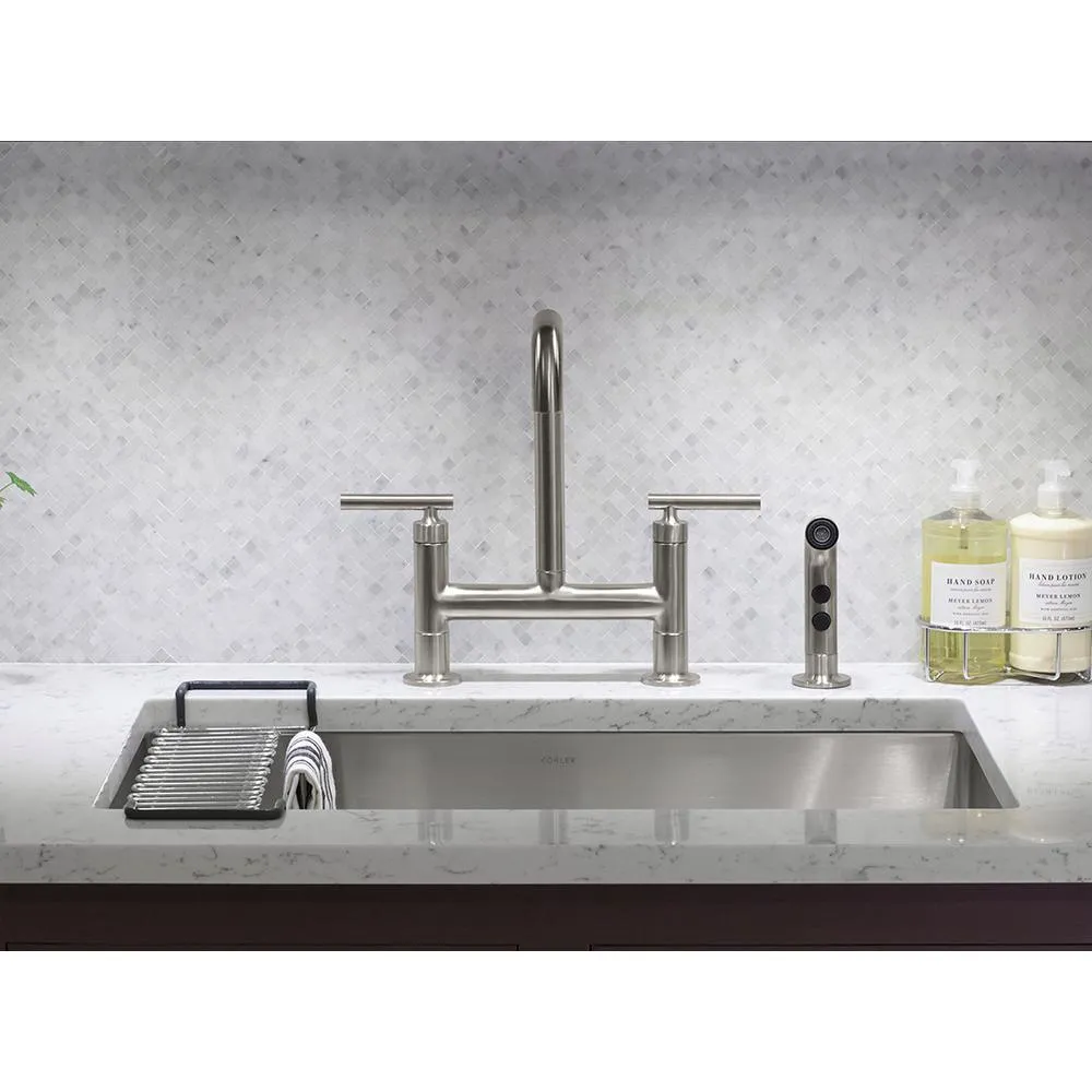 Strive Undermount Stainless Steel 29 in. Single Bowl Kitchen Sink Kit with Sink Rack, photo 7 of 16