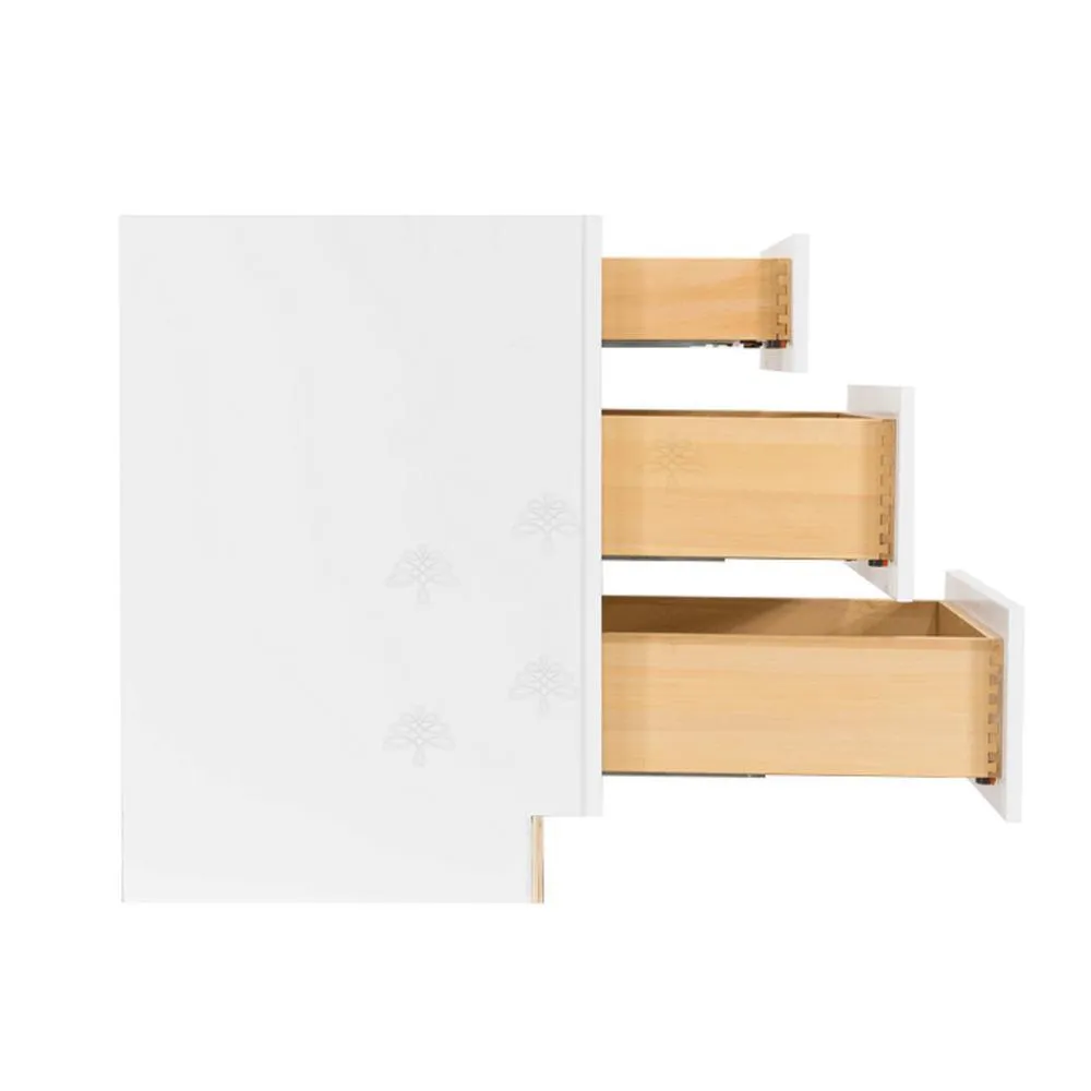 Lancaster Shaker Assembled 36x34.5x24 in. Base Cabinet with 3-Drawers in White, photo 3 of 11