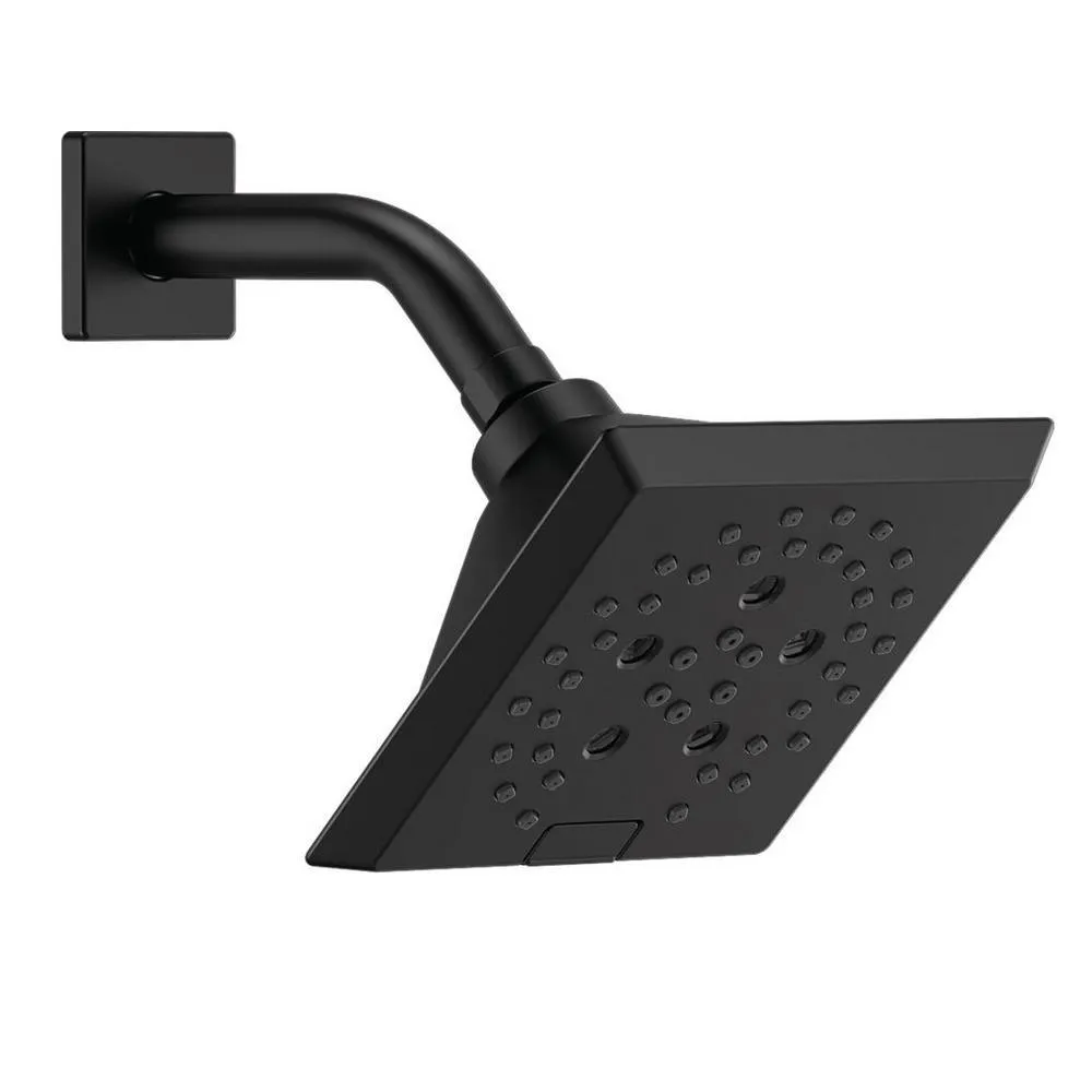 Pivotal 5-Spray 5.8 in. Single Wall Mount Fixed Rain H2Okinetic Shower Head in Matte Black, photo 3 of 18