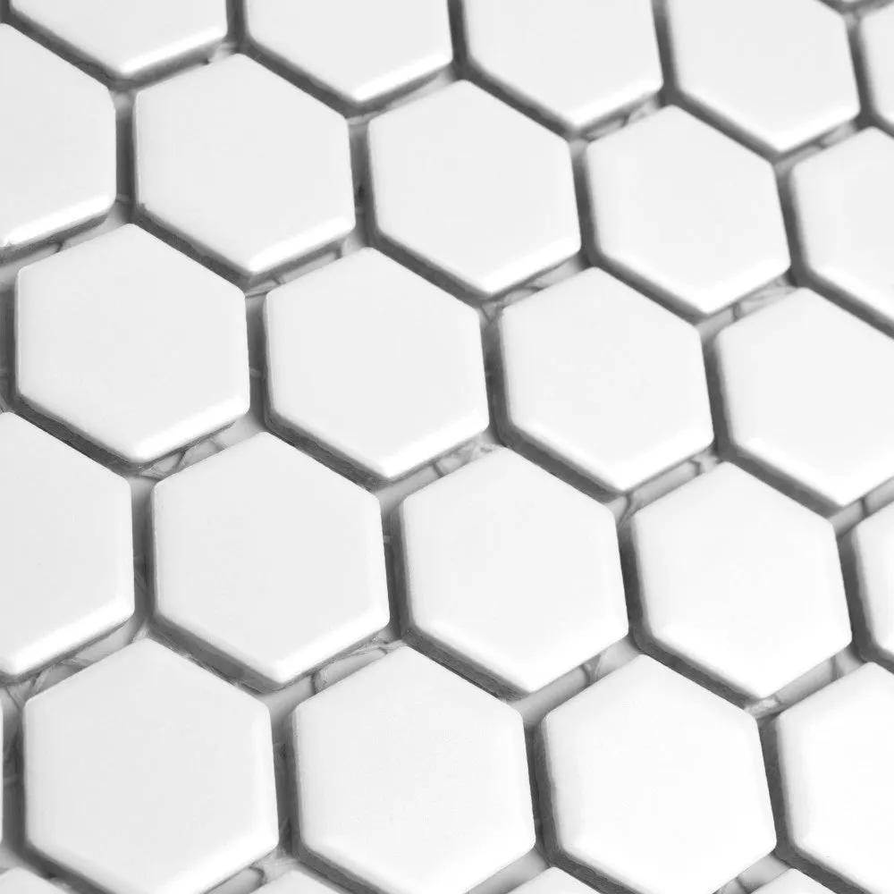 Merola Tile Metro Hex Matte White 10-1/4 in. x 11-7/8 in. x 5 mm Porcelain Mosaic Tile, photo 5 of 8