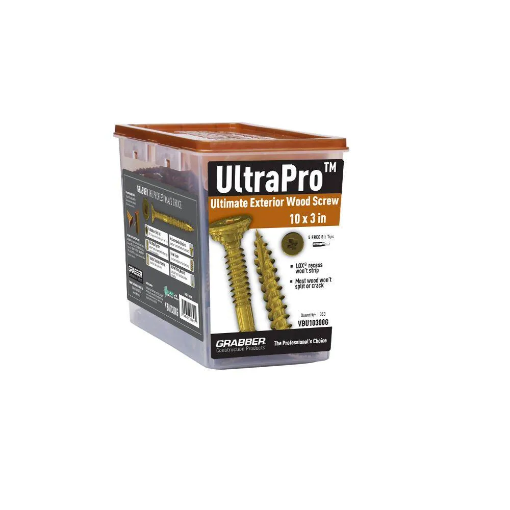 Grabber #10 x 3 in. UltraPro LOX 2 Drive, Flat Scavenger II Head, GrabberGard Gold, Exterior Wood Screws (5 lb. box), photo 11 of 12