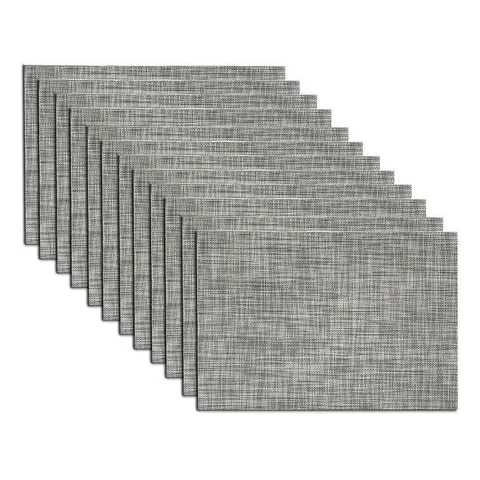 EveryTable 18 × 12 in Gray and White Weave Polyester Placemat