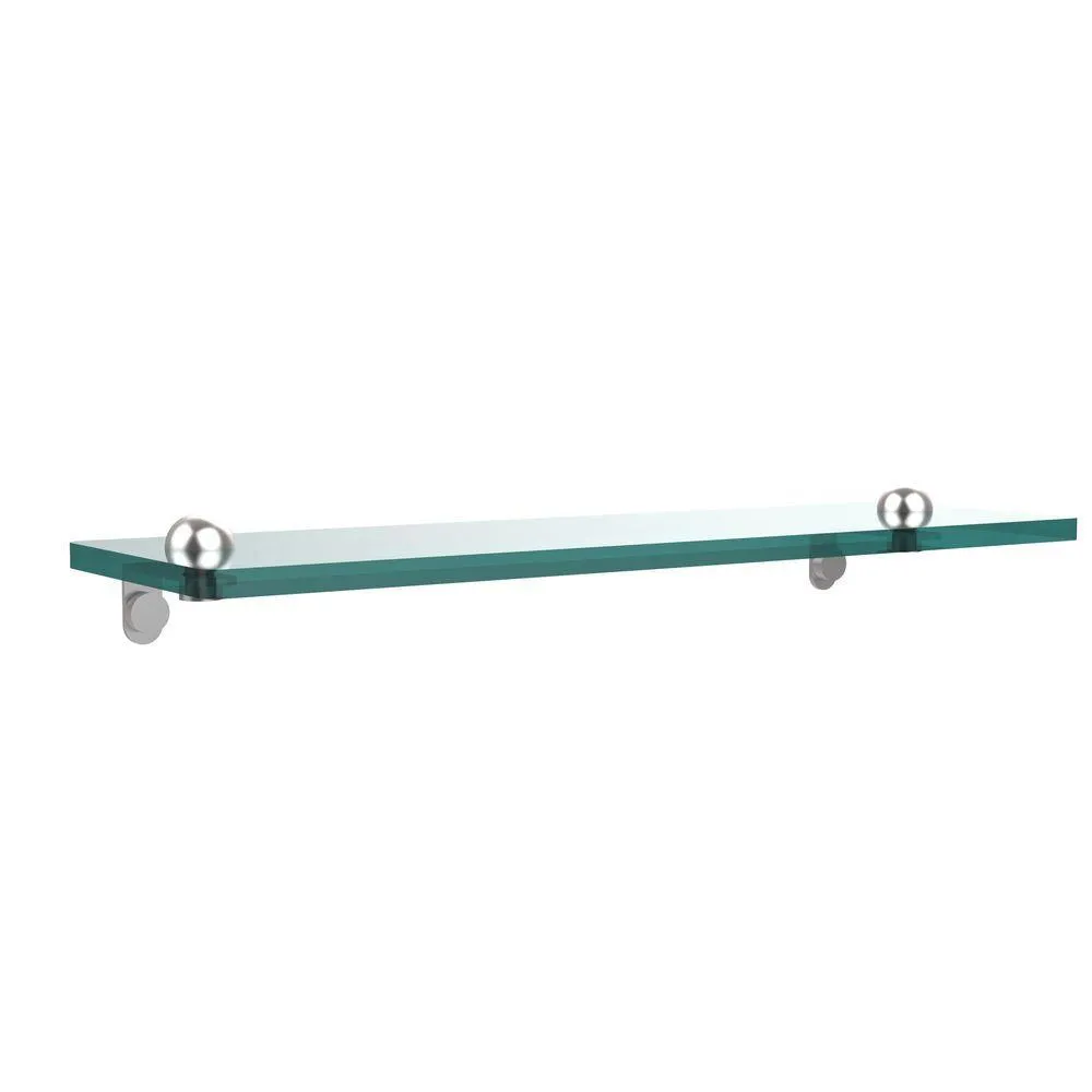 Allied Brass 16 in. L x 2 in. H x 5 in. W Clear Glass Vanity Bathroom Shelf in Satin Nickel, photo 2 of 14