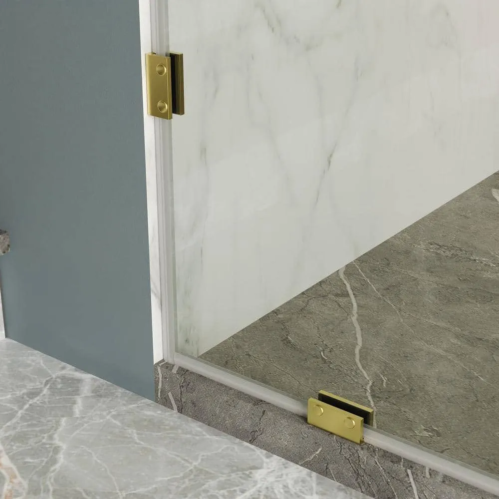 DEERVALLEY 36 in. W x 78 in. H Frameless Fixed Single Panel Shower Door in Brushed Gold with 3/8 in. (10mm) Clear Glass, photo 4 of 14