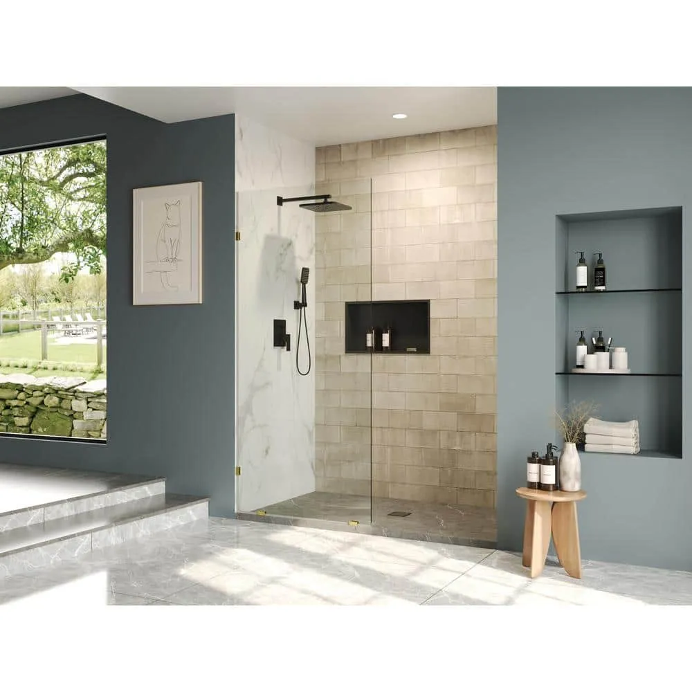 DEERVALLEY 36 in. W x 78 in. H Frameless Fixed Single Panel Shower Door in Brushed Gold with 3/8 in. (10mm) Clear Glass, photo 2 of 14