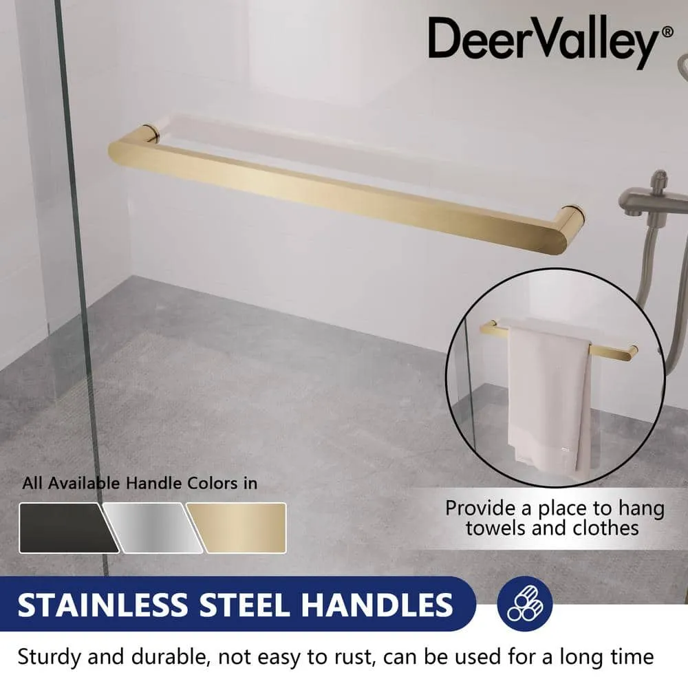 DEERVALLEY 60 in. W x 76 in. H Double Sliding Framed Shower Door in Brushed Gold with 3/8 in. (10 mm) Clear Glass, photo 7 of 14