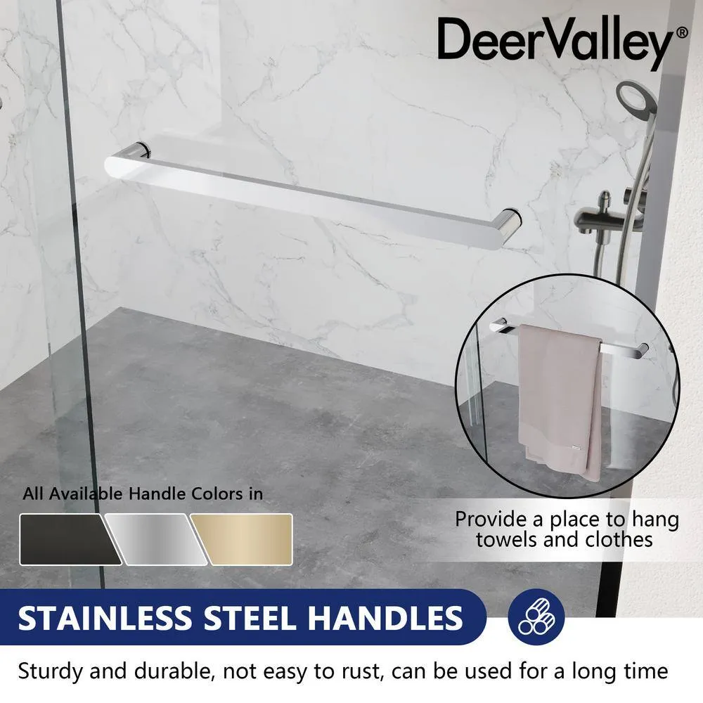 DEERVALLEY 60 in. W x 76 in. H Double Sliding Framed Shower Door in Silver with 3/8 in. (10 mm) Clear Glass, photo 9 of 14