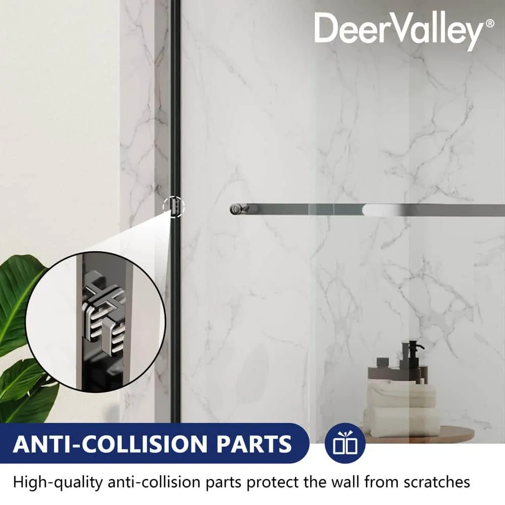 DEERVALLEY 60 in. W x 76 in. H Double Sliding Framed Shower Door in Silver with 3/8 in. (10 mm) Clear Glass, photo 7 of 14