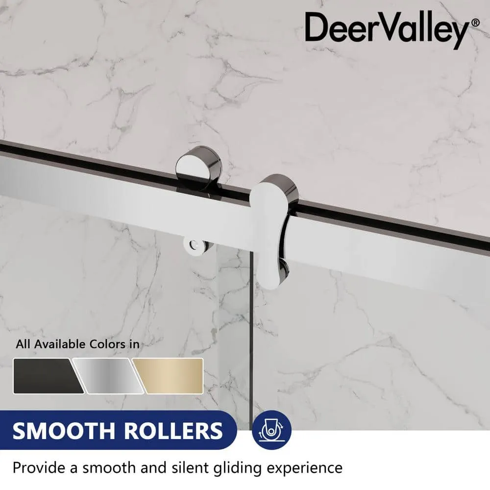 DEERVALLEY 60 in. W x 76 in. H Double Sliding Framed Shower Door in Silver with 3/8 in. (10 mm) Clear Glass, photo 2 of 14