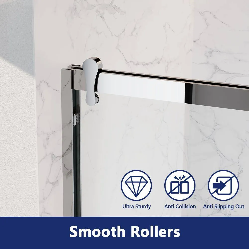 DEERVALLEY 60 in. W x 76 in. H Double Sliding Framed Shower Door in Silver with 3/8 in. (10 mm) Clear Glass, photo 12 of 14