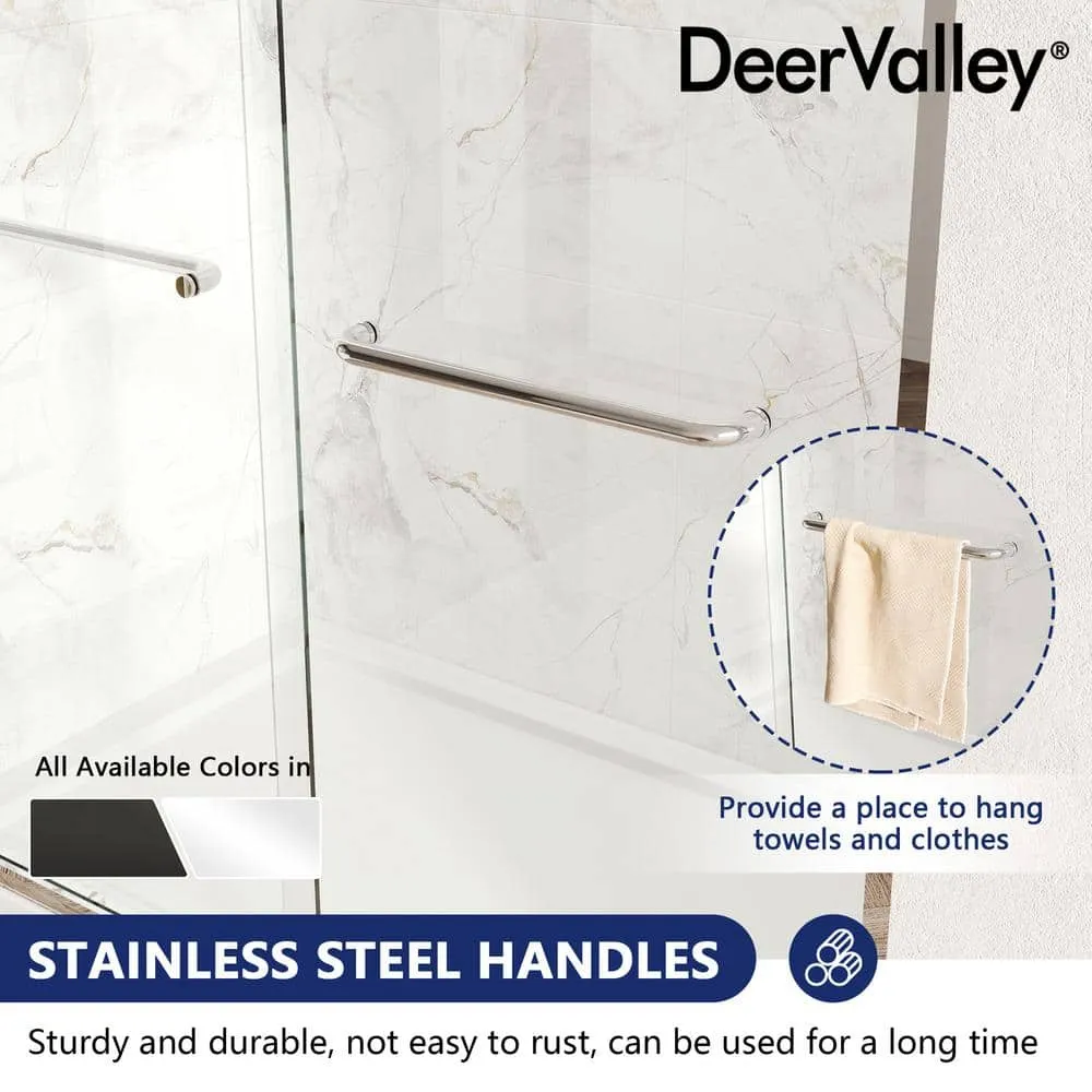 DEERVALLEY 60 in. W x 76 in. H Double Sliding Framed Shower Door in Silver with 1/4 in. (6 mm) Clear Glass, photo 11 of 14