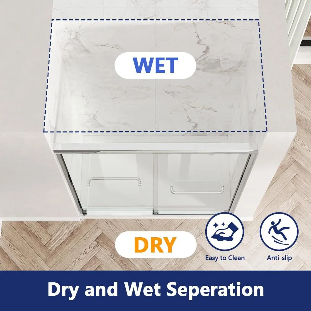 DEERVALLEY 60 in. W x 76 in. H Double Sliding Framed Shower Door in Silver with 1/4 in. (6 mm) Clear Glass, photo 6 of 14