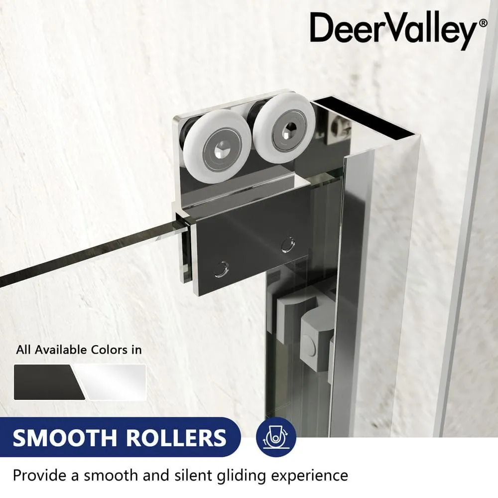 DEERVALLEY 60 in. W x 76 in. H Double Sliding Framed Shower Door in Silver with 1/4 in. (6 mm) Clear Glass, photo 7 of 14