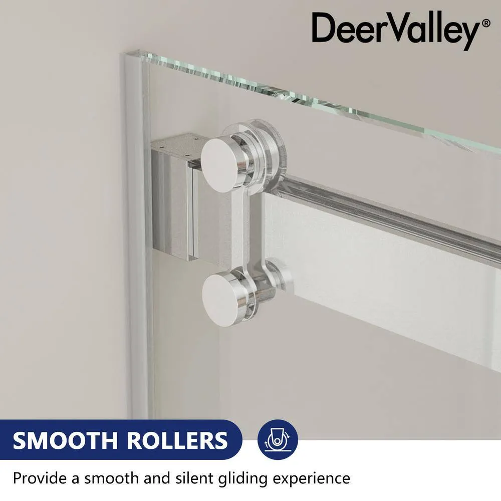 DEERVALLEY 43 in. W x 34 in. D x 74 in. H Rectangular Sliding Frameless Corner Shower Enclosure in Chrome with 3/8 in. Clear Glass, photo 8 of 11