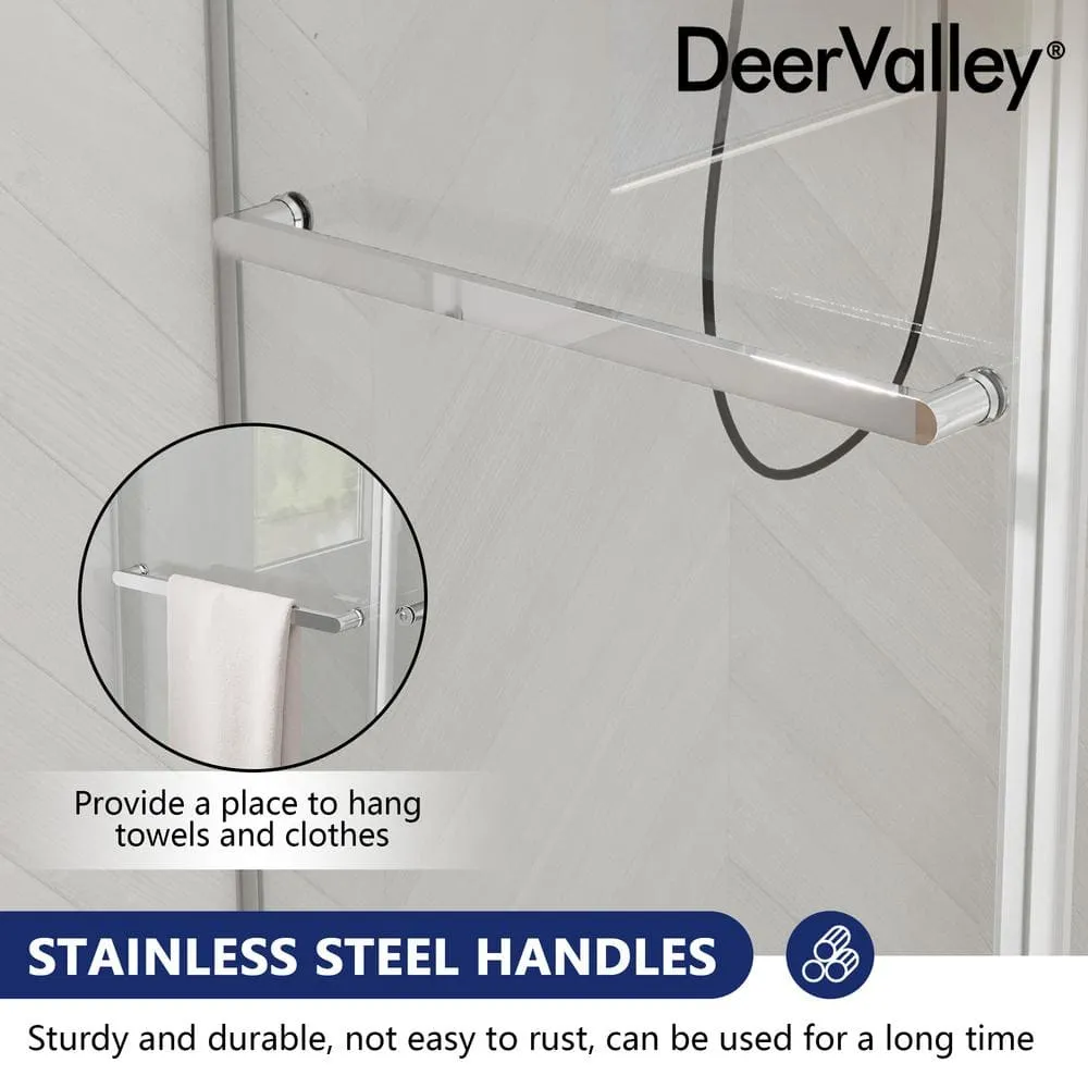 DEERVALLEY 43 in. W x 34 in. D x 74 in. H Rectangular Sliding Frameless Corner Shower Enclosure in Chrome with 3/8 in. Clear Glass, photo 6 of 11