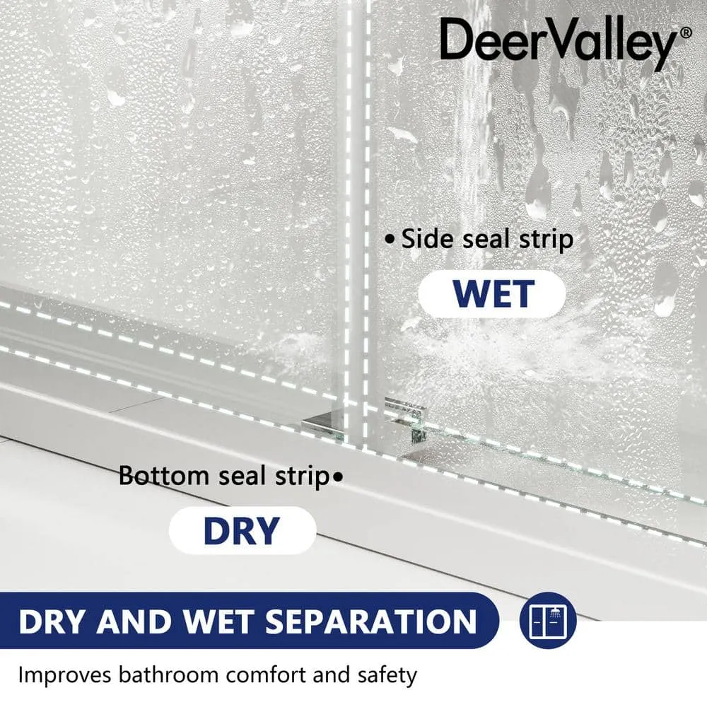 DEERVALLEY 43 in. W x 34 in. D x 74 in. H Rectangular Sliding Frameless Corner Shower Enclosure in Chrome with 3/8 in. Clear Glass, photo 7 of 11