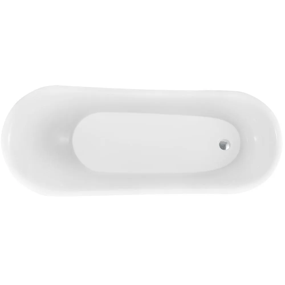 Clawfoot Bathtub - 69 in. Glossy White Acrylic Bathtub - Modern Flat Bottom Stand Alone Tub - Luxurious SPA Tub, photo 6 of 8