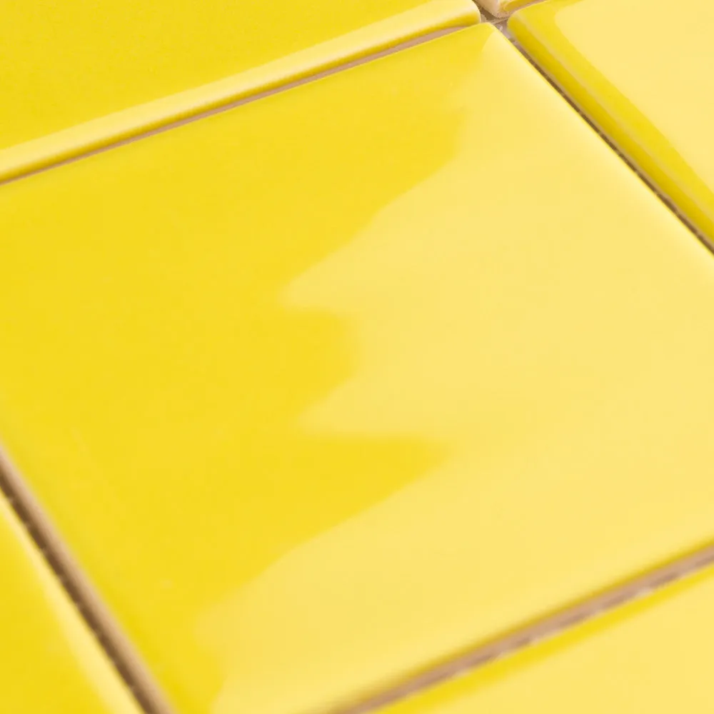 Merola Tile Twist Square Yellow Lemon 11-3/4 in. x 11-3/4 in. Ceramic Mosaic (9.79 sq. ft. / Case), photo 6 of 8