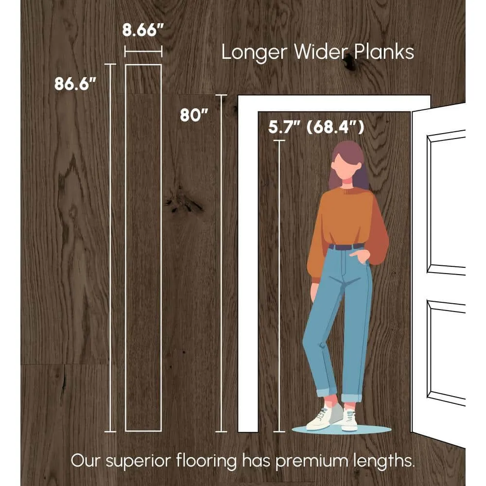 ASPEN FLOORING Desert Shadow Hickory 9/16 in T x 8.66 in. W Tongue and Groove W-Brushed Engineered Hardwood Flooring (31.25 sqft/case), photo 7 of 14