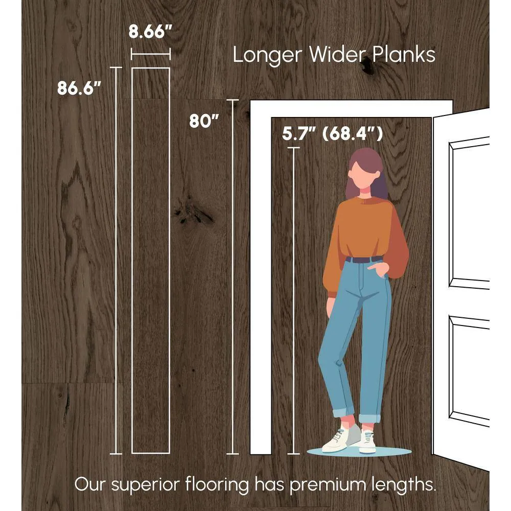 ASPEN FLOORING Desert Shadow Hickory 9/16 in T x 8.66 in W Tongue and Groove W-Brushed Engineered Hardwood Flooring (1250 sqft/pallet), photo 7 of 14